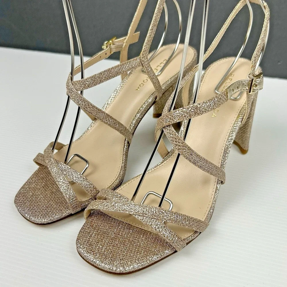 Pelle Moda Size 6.5 Gold Glitter Sparkly NEW Noreen Strap 3